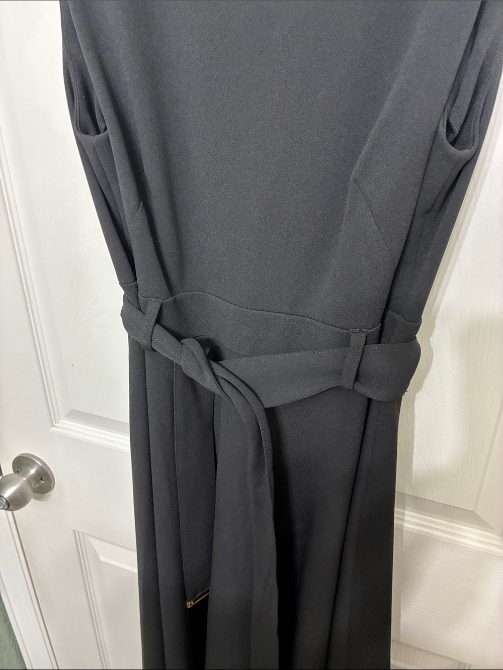 Calvin Klein Black Sleeveless Belted A-Line Dress- size 6 new without tags - Picture 3 of 5